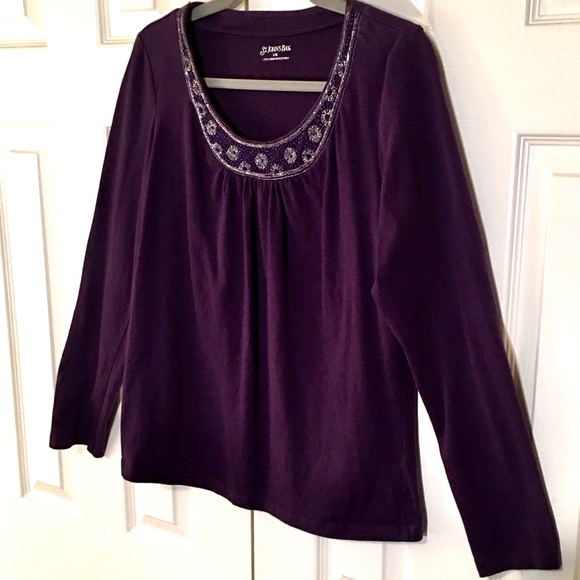 ST. JOHN’S BAY Embellished Purple Top - Picture 5 of 7